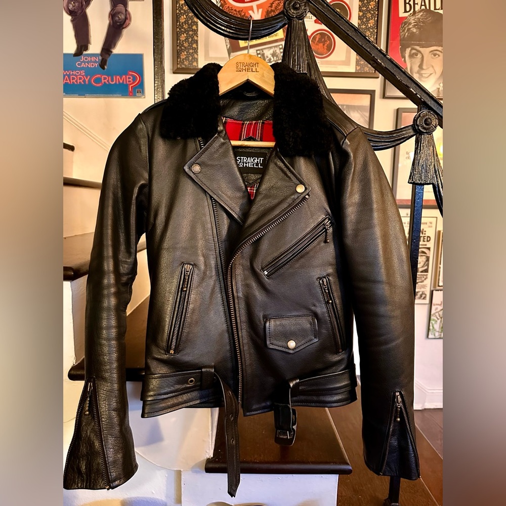 STRAIGHT TO HELL LEATHER COMMADO JACKET, women’s size SMALL